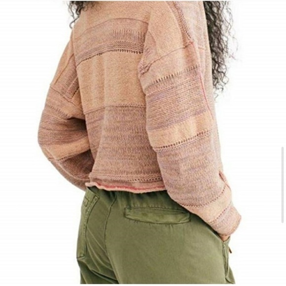 Free People for Revolve “Lemonade Stand” slightly cropped sweater in salmon. S - Picture 2 of 8